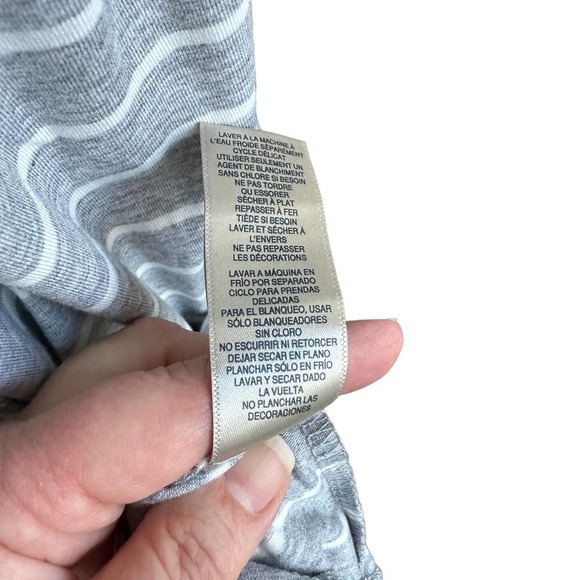 Rafaella - Short Sleeve Drawstring Waist Dress, Gray and white, size XL - Picture 8 of 11